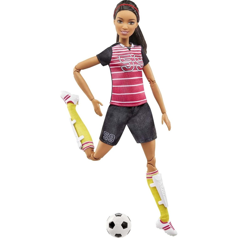 Barbie Made to Move Soccer Player Doll Kids Pink Black NIB DVF69 Posable Sport - Picture 5 of 12